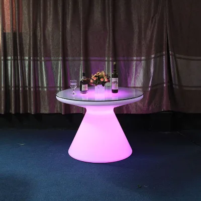 Light Illuminated Bar Chairs and Tables Plastic Luminous Furniture Dining Table Combination for Beach Bar Ktv Holiday Party