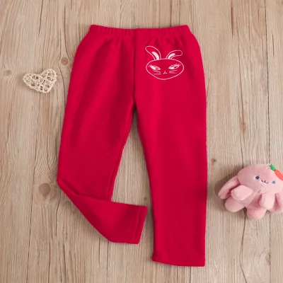 Winter Children'S Pants Cotton Plush Soft Cartoon Rabbit Christmas Kids Leggings