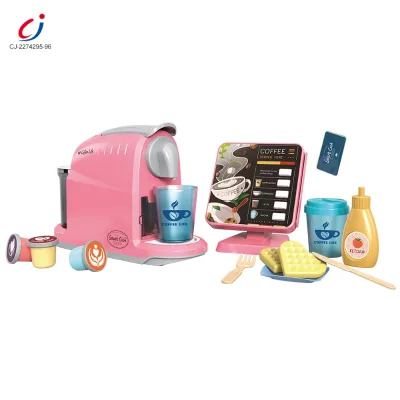 Mini Electrodomestico Jugyete Pretend Play Simulation Lighting Musical Kids Coffee Machine Toy with Ordering Machine Set Toy