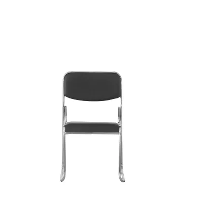 Factory Wholesale Black PVC Stackable Visitor Chair Chrome Sled Frame Conference Office Chair Bulk Supply