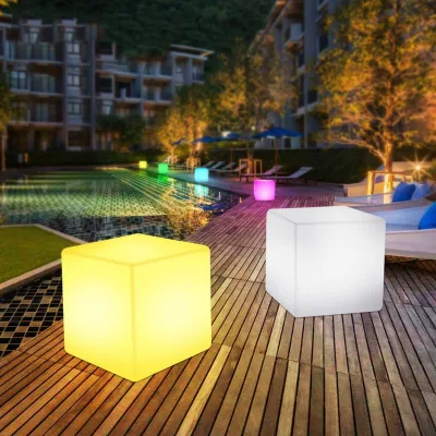 LED Cube Lounge Chair with Lighted Feature for Outdoor Garden Event Party Wedding Hotels Dining Living Room Use