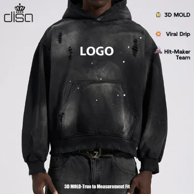 Custom 500 GSM XL Size Hooded Pullover 100% Cotton Winter Ready Solid Pattern Washed Technique Silk Screen Men's Sweatshirt