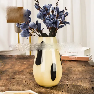 Wholesale Home Decor Speckled Cream Flower Arrangement Glass Vase