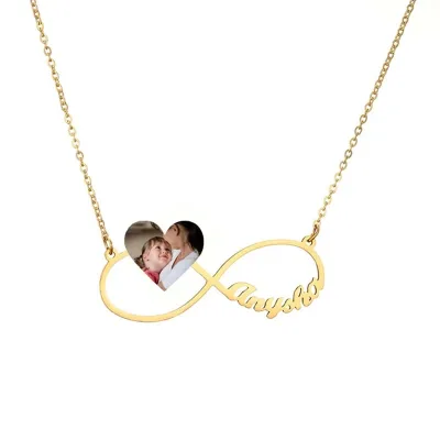Custom Stainless Steel Chain Heart Infinity Couple Name Necklace Gold Plated Personalized Photo Jewelry Picture Necklace