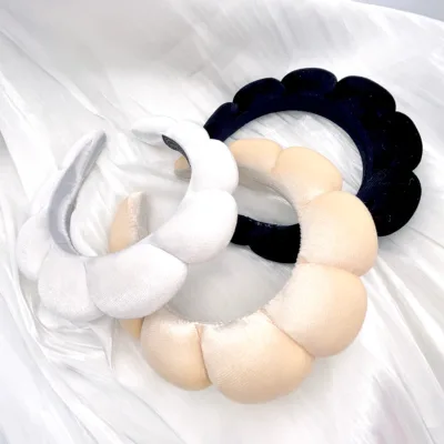 Facial Headband Spa Makeup Custom logo Padding Sponge Velvet Women Headband for Washing Face