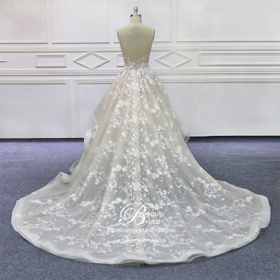 Floor Length Long Train Spaghetti Strap Dress Ball Gown 2023 Bridal Wedding Dress