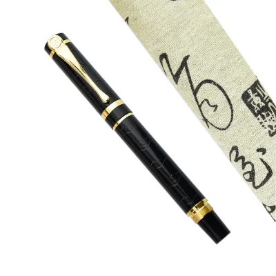 New Release Product 2025 Finance Business Gift Metal Vip Pen Black Gold Luxuriating Fountain Pens for Man