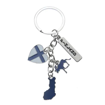 Custom logo Metal Tourist Gift Ski Snow Mountain Denmark Iceland Finland Souvenir Keychain