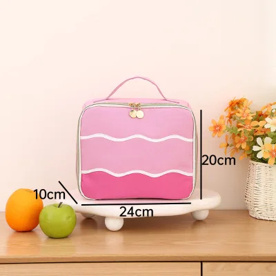 Custom Insulated Ruffled Contrast Color Thermal Cooler Tote Personalized Lunch Box Bag with Handle