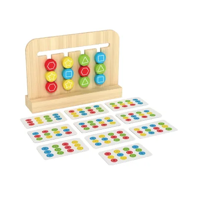 Montessori Wooden Children's Shape Color Cognitive Toy Double-sided Sliding Preschool Logic Game
