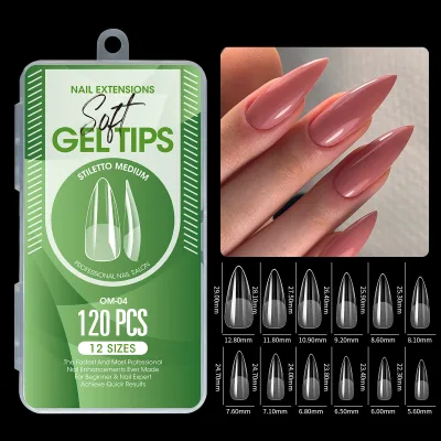 High Quality 120pcs French Fake Nails Full Cover Press on Nails Coffin Soft Gel X Short Almond False Nail Tips for Gel Extension