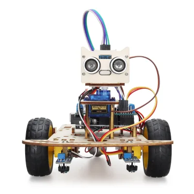 Tscinbuny 2WD Wood Chassis with Black-line Tracking Education & Maker Boards Kits for Arduino Programming Kit