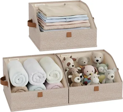 Modern 3-Piece Foldable Fabric Clothing Organizer Set with Ladder Shelf Storage Bin Closet Storage Box Handles & Bag