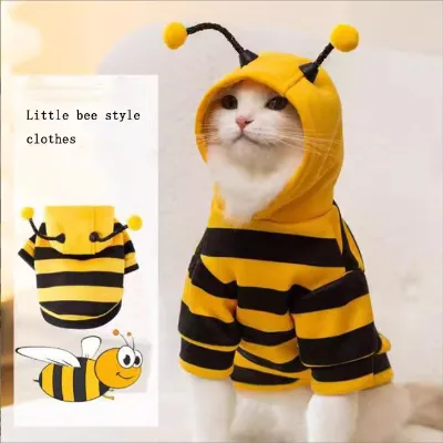 New Fashion Classic Design Autumn and Winter Cat Stripes Cute Little Bee Hoodie Dog Two Feet Teddy Clothes Pet Dog Clothes