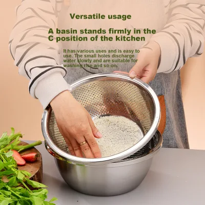 Stainless Steel Eco-Friendly Drainage Basin Small Holes for Easy Drain Multiple Sizes Food Grade Heavy Duty Custom Size Bowl