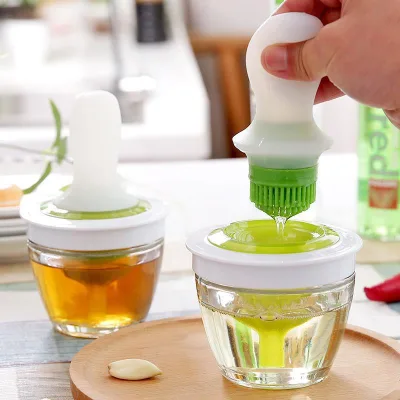 Portable Silicone Oil Bottle with Brush Grill Oil Brushes Liquid Oil Pastry Kitchen Baking BBQ Tool Kitchen Tools for BBQ