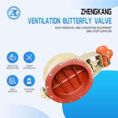 ZK Zhengkang Electric Ventilation Butterfly Valve Air Duct Damper Valve for Dust Removal Flue Gas Pipeline