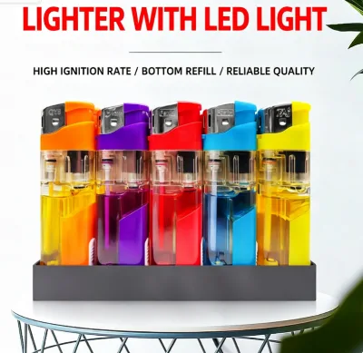 Plastic Electronic LED Cigarette Lighter Refillable Windproof Business Gifts Printed BBQ Outdoor Use Wholesale Custom Lighters