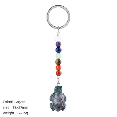 Wholesale Accessories Crystal Stone Indian Agate Turtle Keyring