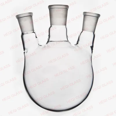 Shanghai Heqi Lab Glassware Round Bottom Quartz Flask Three Necks