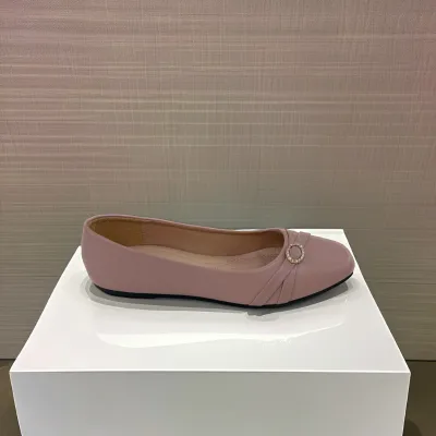 Casual Flat Shoes with Rhinestone Straps Comfortable Dress Shoes PU Lining Leather Customizable Color Selectable