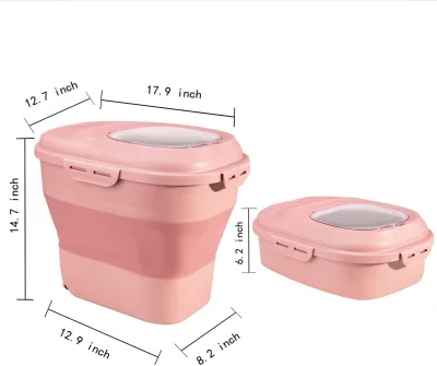 Food Storage Container Large Pet Food Storage Collapsible Food Container for Dog with Transparent Lid and Scoop