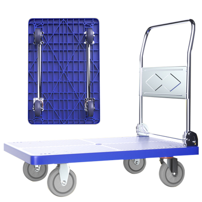 Heavy Duty Stainless Steel Mobile Cart Solid Four-Wheel Casters Flat Platform Folding Trolly for Picking Plastic