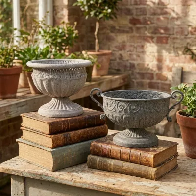 Shabby Chic Handmade Hollow Carved Wrought Iron Planter Large Decorative Flower Pot for Garden Lawn Courtyard Home Decor-Factory