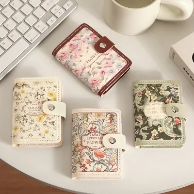 Creative 20 Card Pockets PU Leather Mini Wallets RFID Blocking ID Card Holder Laminated Concealed Pull-out Business Card Case