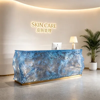 Professional Manufacturer Custom Length Ice Texture Transparent Resin Durable Eco-Friendly Modern Reception Table Light Club