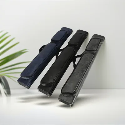 Wholesale Durable Advanced XL Leather 1/2 Pool Cue Bag Snooker Billiard Cue Stick Storage 3B4S Nine-ball Portable Pool Cue Case