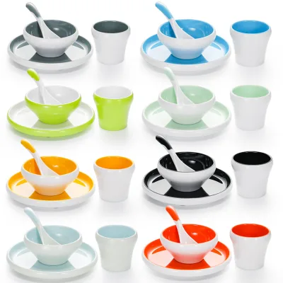 BST Hotel Restaurant Modern Minimalist Handpainted Plant Pattern 4pcs Melamine Tableware Set Commercial Hot Pot Dinnerware