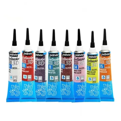 Bview Art 20ml Setacolor 3D Phosphorescent Glitter Brod'line Metal Gloss Paint for Painting