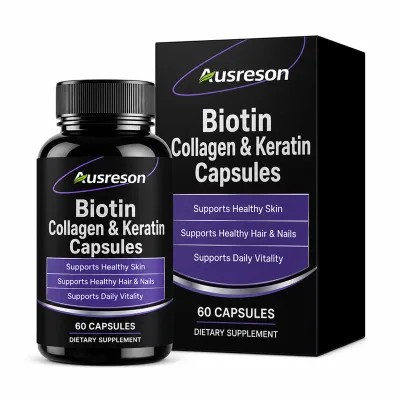 Ausreson OEM Collagen Biotin & Keratin Capsules Adult Beauty Supplement Hair Skin Nails Antioxidant Skin Brightening