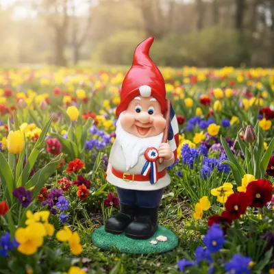 11.8 Inch Resin French Flag Gnome Statue Waterproof Handmade Art Deco Garden Ornament Home Decor Accessories