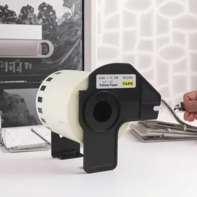 DK22606 with Frame Compatible Paper Label Black on Yellow DK22606 with Holder for Brother Printing Ribbon Printer