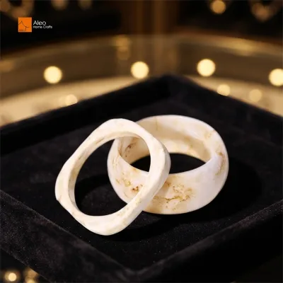 Irregular Wavy Hand Modeled Resin Crafts Bangle Bracelet Dense Solid Resin Texture Permanent Encapsulated Flowing Marbling Boho