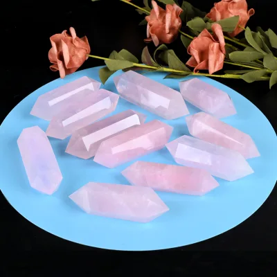 Wholesale Natural Quartz Crystal Point Healing Rose Quartz Double Terminated Points for Decoration
