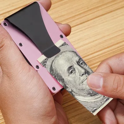 Gifting Items for Business Slim Metal Wallet for Men Minimalist Wallet RFID Blocking Card Holder Money Clip Aluminum