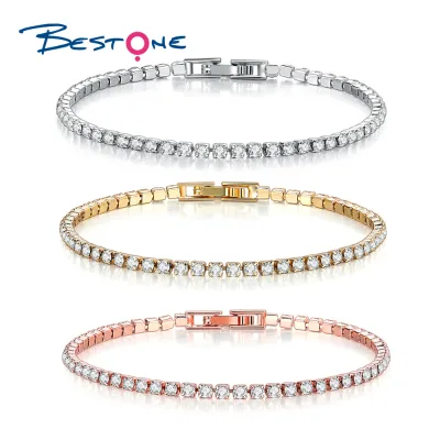 Fashion 18K Gold Plated Brass Lab Diamond CZ Tennis Chain Women Bracelet Cubic Zirconia Jewelry for Girls& Ladies 2.5mm 3mm 4mm