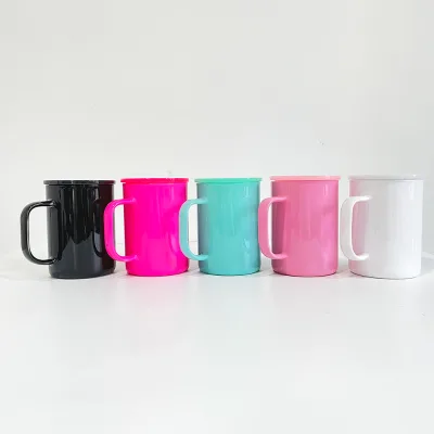USA Warehouse 17oz Reusable Glass Camper Mug with Colored pp Lid  BPA Free 17oz Glass Cup with Handle