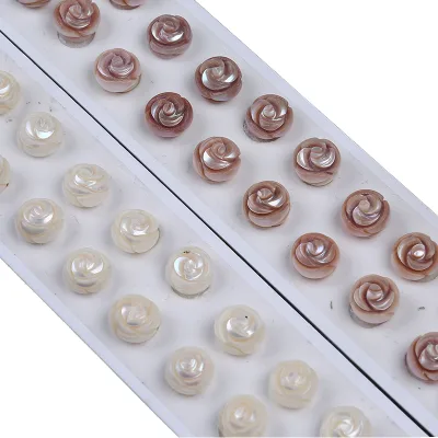 Wholesale Natural 9-10mm AA Grade Carved Freshwater Pearl Button Rose Beads