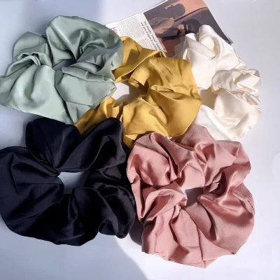 PL Satin Scrunchies XXL Orange and  Scrunchie Women Hair Accessories Silk Satin Fabric Elastic Hair Band