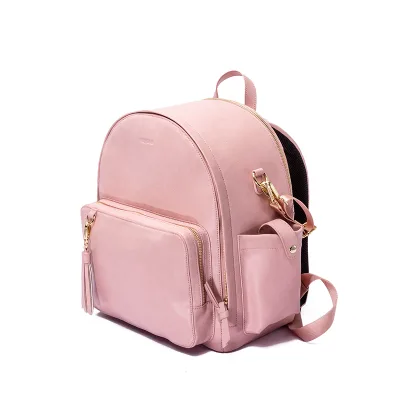 2022 Ladies Pink Backpack Leather Diaper Bag Backpack