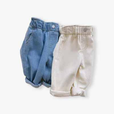 Autumn Baby Solid Color Jeans Baby High Waist Trousers Casual High Quality Baby Pants