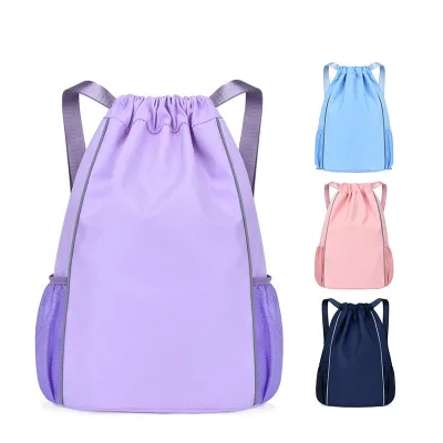 Sublimation Customizable 210D Polyester Waterproof Promotional Rope Handle Swimming Sports Foldable Portable Drawstring Bag