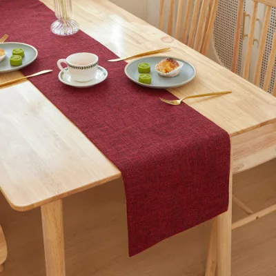 High Quality Linen Table Runner Solid Color Long Strip Fabric Material Dobby Style Knitted Eco-Friendly Optional Table Runner