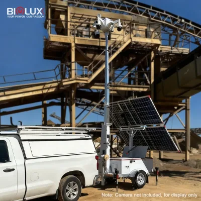 BIGLUX Construction Solar Camera Trailer Surveillance System Solar Powered Solution 7m Mast 3-Day Running Time