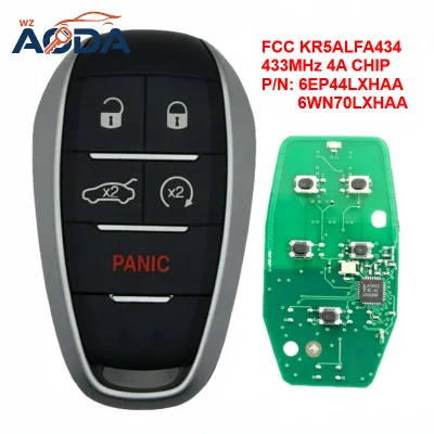4+1 Buttons Smart Remote Car Key for Alfa 4A Chip 433MHz FCC ID: KR5ALFA434 P/N: 6EP44LXHAA 6WN70LXHAA