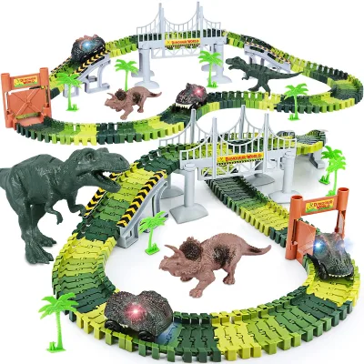 Diy Assembled Race Track Car Electronic Toys Dinosaur Railway Track Racing Toys for Children Gift